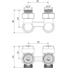 Mexen radiátorový ventil pre dvojrúrkový systém DN50, rohový 1/2"x16 mm, nikel - W911-016-01
