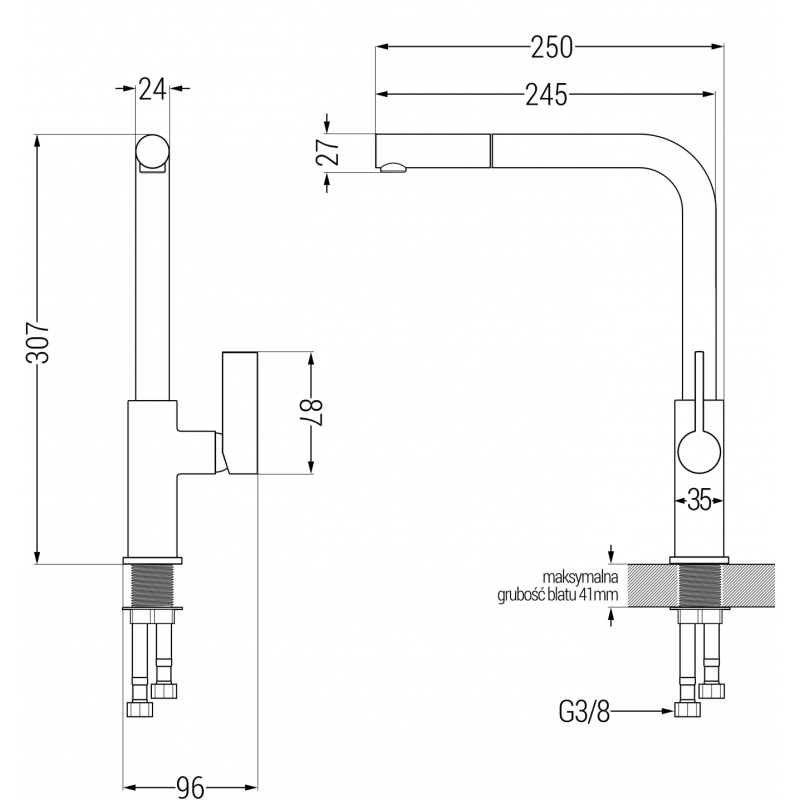 Mexen Flora kuchynská batéria, chróm/biela - 670401-02