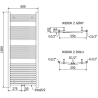 Mexen Ares kúpeľňový radiátor 1500 x 600 mm, 579 W, chróm - W102-1500-600-00-01