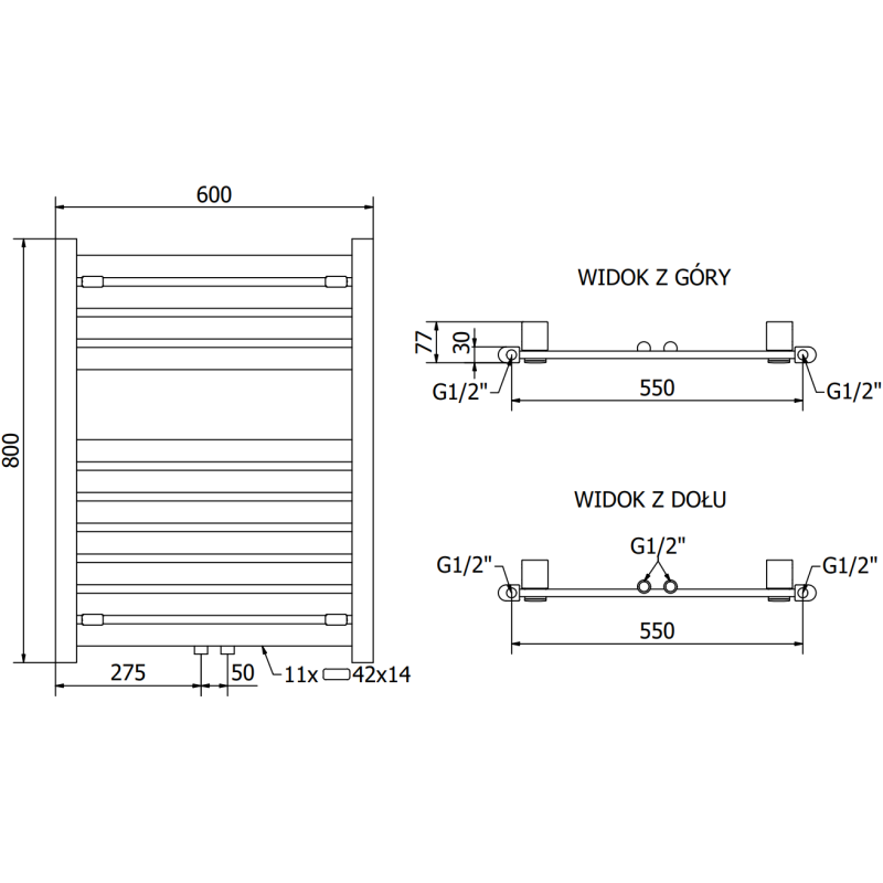 Mexen Uran kúpeľňový radiátor 800 x 600 mm, 336 W, chróm - W105-0800-600-00-01