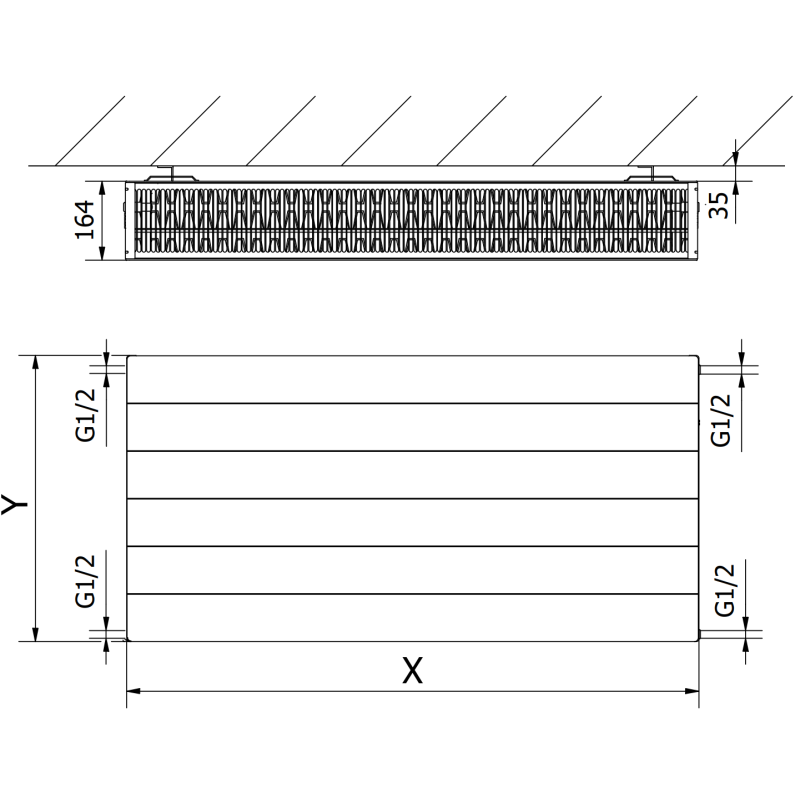 Mexen Line CL33 doskový radiátor 900 x 800 mm, bočné pripojenie, 2401 W, čierny - W433L-090-080-70