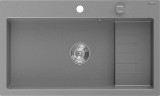 Mexen Omar žulový kuchynský drez s 1 komorou 800 x 480 mm, sivý, sifón chróm - 6520801005-71