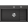 Mexen Omar žulový drez s 1 komorou 800 x 480 mm, čierno škvrnitý, sifón chróm - 6520801005-76