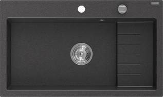 Mexen Omar žulový drez s 1 komorou 800 x 480 mm, čierno škvrnitý, sifón chróm - 6520801005-76