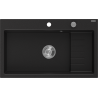 Mexen Omar žulový kuchynský drez s 1 komorou 800 x 480 mm, čierny, chrómový sifón - 6520801005-77
