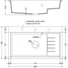 Mexen Omar žulový drez 1-komorový 800 x 480 mm, béžový, sifón zlatý - 6520801005-69-G