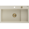 Mexen Omar granitový kuchynský drez 1-komorový 800 x 480 mm, béžový, sifón zlatý - 6520801005-69-G
