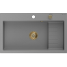 Mexen Omar granitový kuchynský drez, 1-komorový 800 x 480 mm, sivý, sifón zlatý - 6520801005-71-G