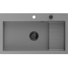 Mexen Omar žulový kuchynský drez s 1 komorou 800 x 480 mm, sivý, čierny sifón - 6520801005-71-B