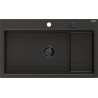 Mexen Omar granitový drez 1-komorový 800 x 480 mm, čierny/zlatý metalický, čierny sifón - 6520801005-75-B