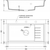 Mexen Omar žulový kuchynský drez 1-komorový 800 x 480 mm, čierny, sifón čierny - 6520801005-77-B