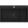 Mexen Omar granitový drez 1-komorový 800 x 480 mm, čierny, čierny sifón - 6520801005-77-B
