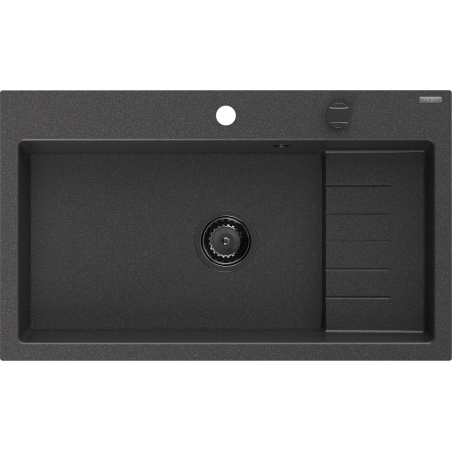 Mexen Omar žulový drez 1-komorový 800 x 480 mm, čierny bodkovaný, sifón čierny - 6520801005-76-B