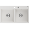 Mexen Hektor dvojkomorový granitový drez 800 x 480 mm, biely, sifón chróm - 6521802000-20