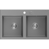 Mexen Hektor dvojkomorový granitový drez 800 x 480 mm, sivý, chrómový sifón - 6521802000-71