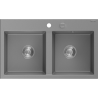 Mexen Hektor žulový drez 2-komorový 800 x 480 mm, sivý, sifón chróm - 6521802000-71