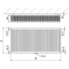 Mexen CC33 podlahový radiátor 500 x 1600 mm, dolné stredové pripojenie, 3234 W, biely - W6C33-050-160-00