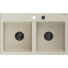 Mexen Hektor granitový drez s 2 komorami 800 x 480 mm, béžový, čierny sifón - 6521802000-69-B