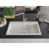 Mexen Omar granitový drez 1-komorový 800 x 480 mm, biely, sifón chróm - 6520801005-20