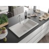 Mexen Omar granitový drez 1-komorový 800 x 480 mm, biely, sifón chróm - 6520801005-20