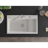 Mexen Omar granitový drez 1-komorový 800 x 480 mm, biely, sifón chróm - 6520801005-20