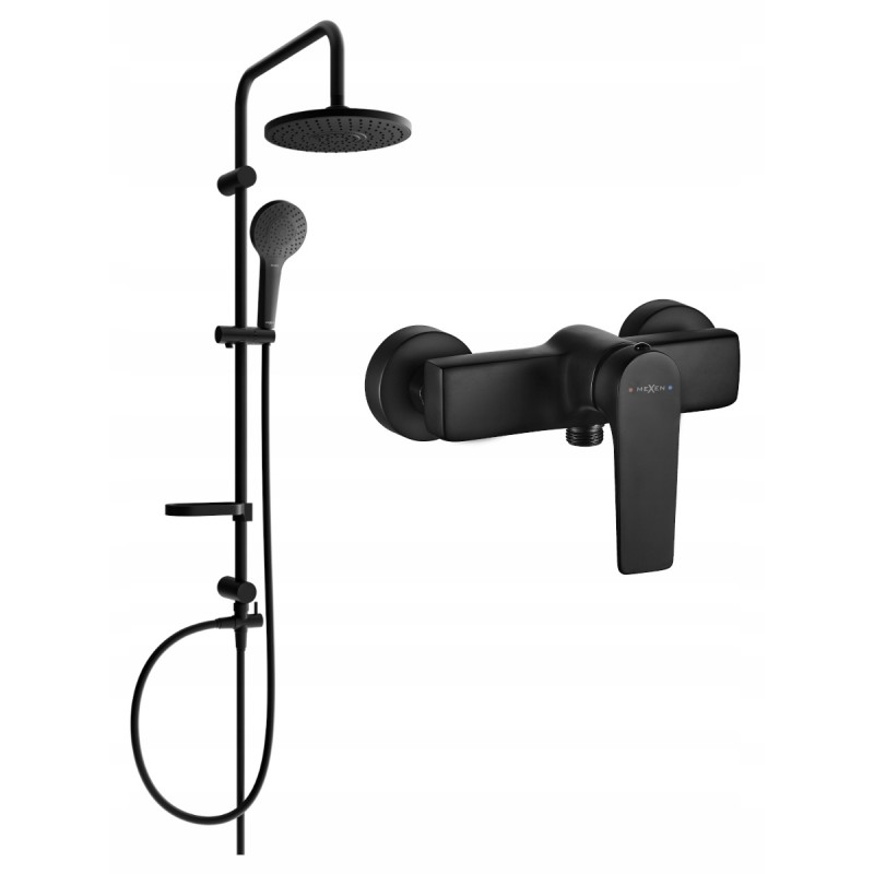 Mexen Erik nadomietková sprchová súprava s dažďovou sprchou a sprchovou batériou Lynx, čierna - 745940205-70
