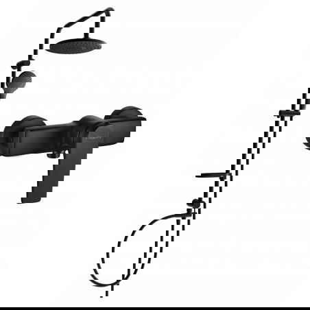 Mexen Erik nadomietková sprchová súprava s dažďovou sprchou a sprchovou batériou Lynx, čierna - 745940205-70