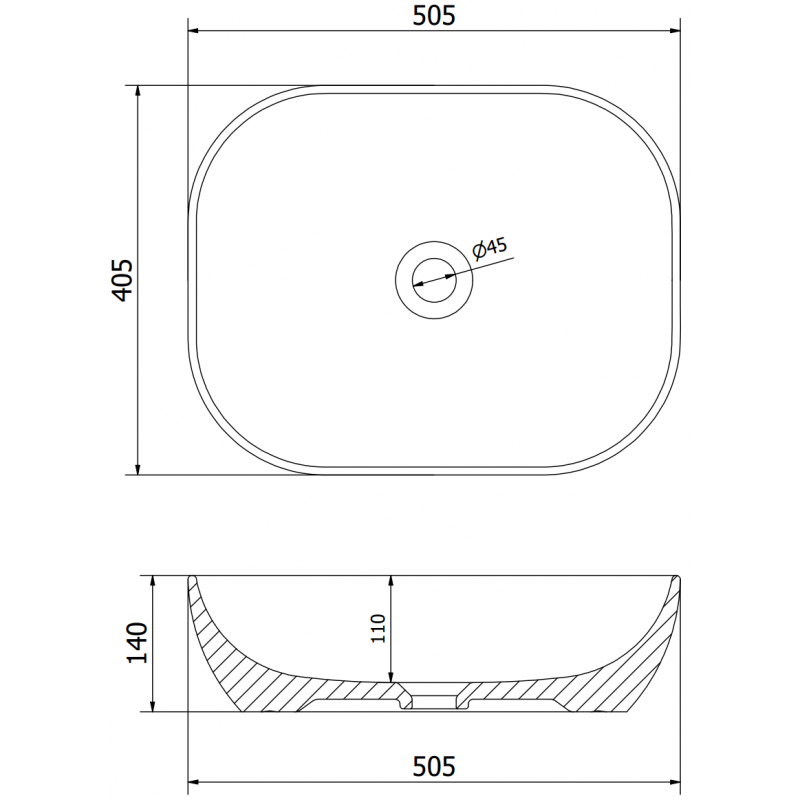 Mexen Rosa umývadlo na dosku 50 x 40 cm, biele - 21095000