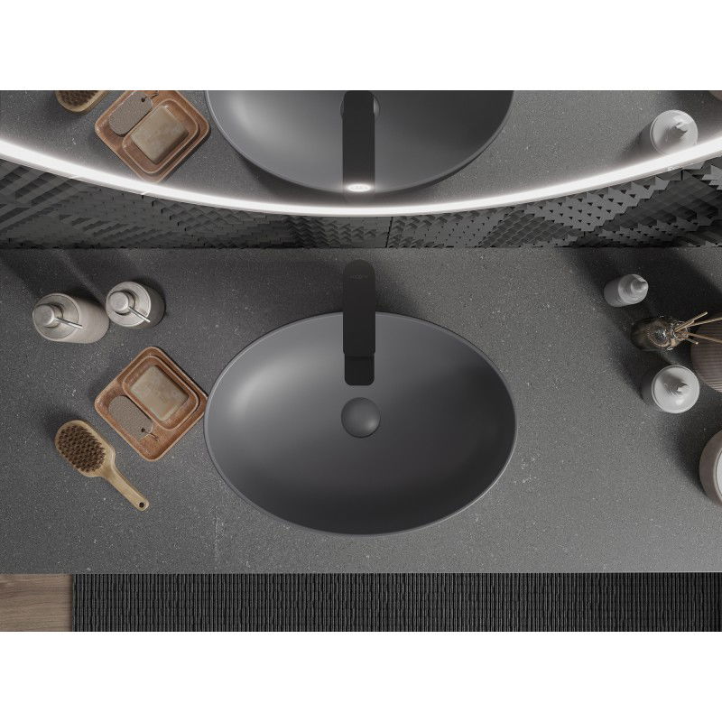 Mexen Cornelia umývadlo na dosku 50 x 37 cm, tmavosivý mat - 21885071