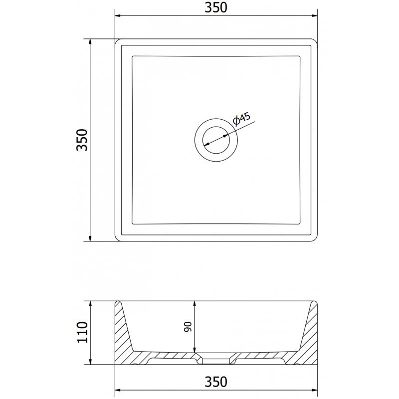 Mexen Goya umývadlo na dosku 35 x 35 cm, sivá svetlá matná - 22183561