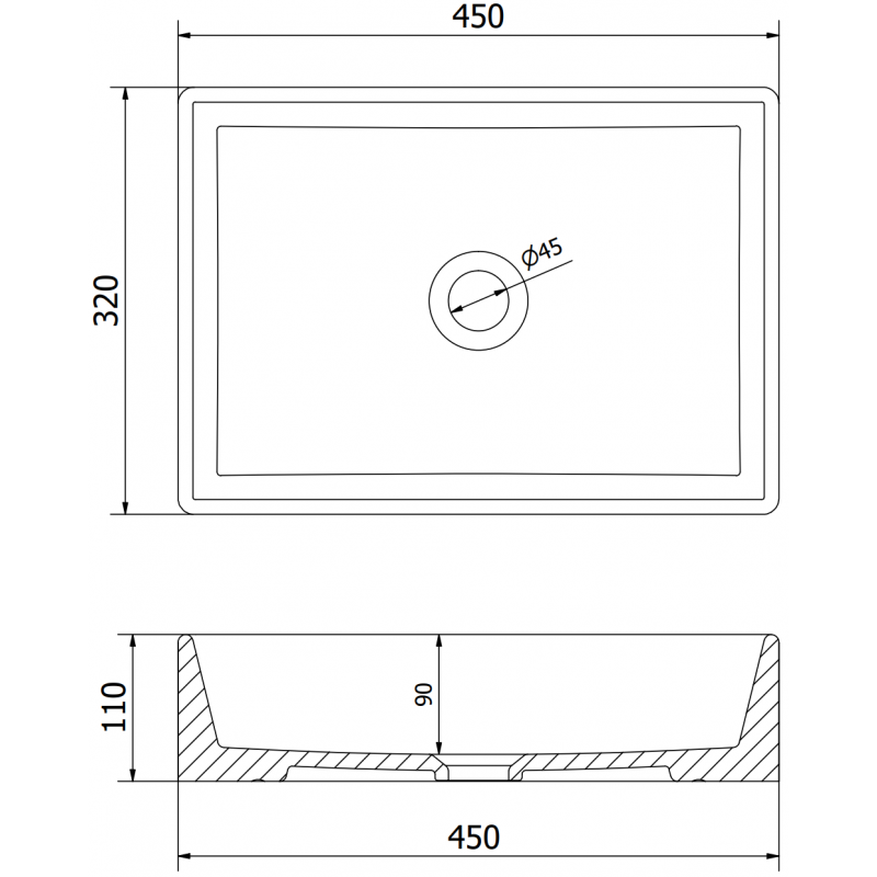 Mexen Goya umývadlo na dosku 45 x 32 cm, svetlosivá matná - 22184561