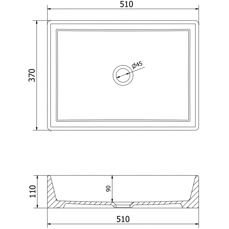 Mexen Goya umývadlo na dosku 51 x 37 cm, čierna matná - 22185085