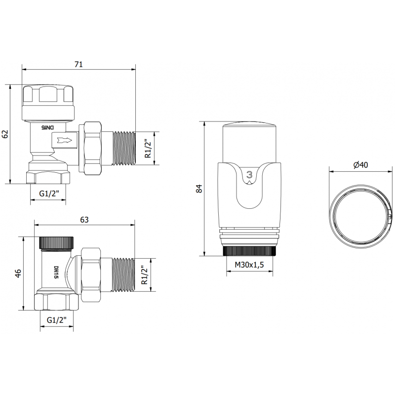 Mexen G00 termostatická súprava rohová, zlatá - W901-900-50