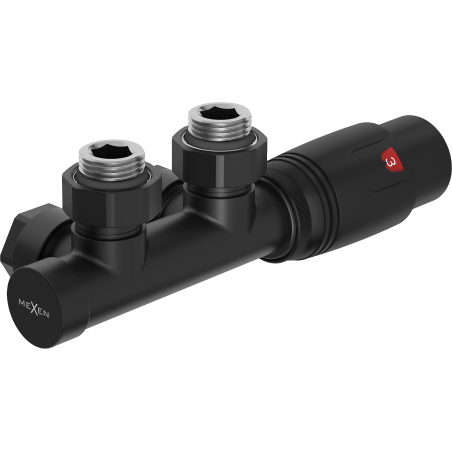 Mexen G00 termostatická súprava rohová, Duplex, DN50, čierna - W907-900-70