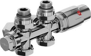 Mexen G00 termostatická sada rohová/priama, Duplex, DN50, chróm - W908-900-01