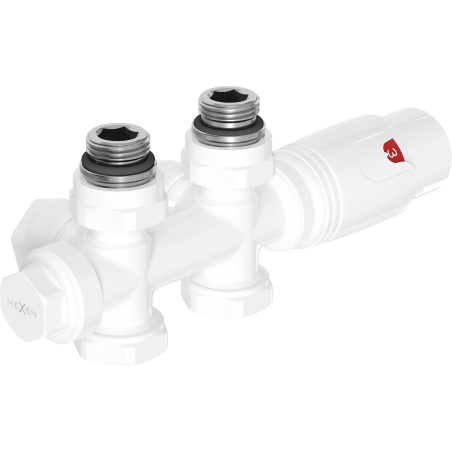 Mexen G00 termostatická sada rohová/priamá, Duplex, DN50, biela - W908-900-20