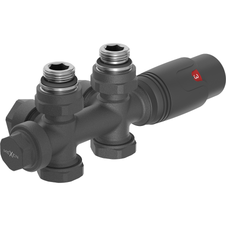 Mexen G00 termostatická súprava rohová/priamová, Duplex, DN50, antracit - W908-900-66