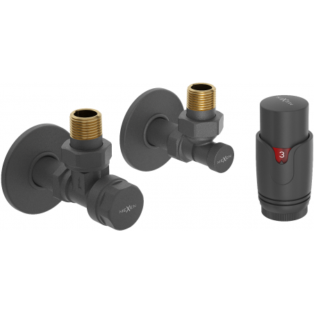 Mexen G00 termostatická súprava uhlová s krytom R, antracit - W901-900-904-66