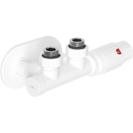 Mexen G00 termostatická rohová sada s krycou doskou R, Duplex, DN50, biela - W907-900-905-20