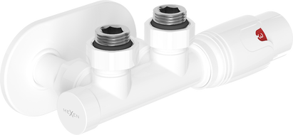 Mexen G00 termostatická rohová sada s krycou doskou R, Duplex, DN50, biela - W907-900-905-20