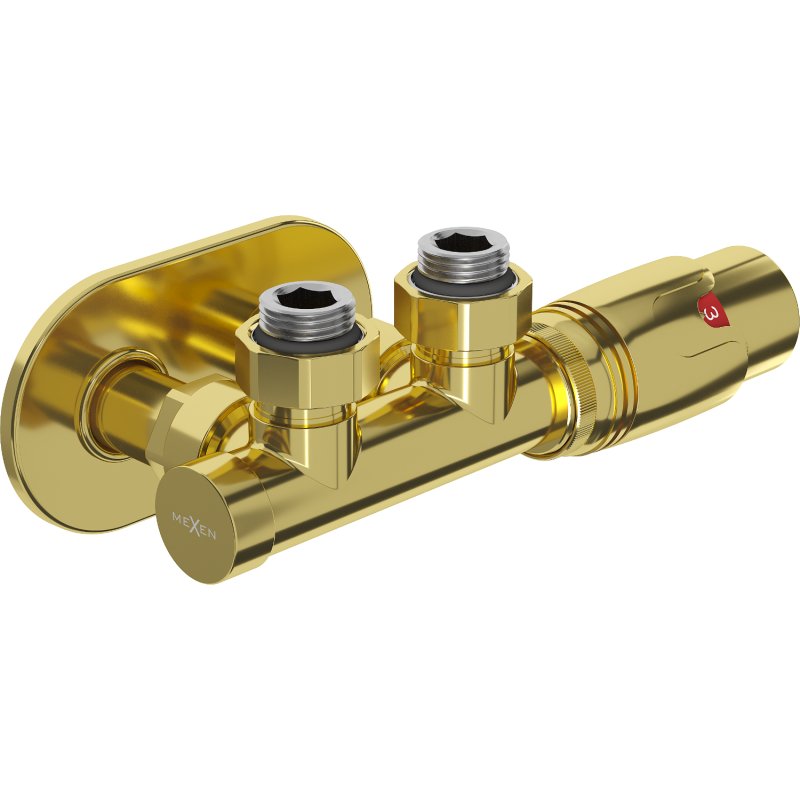 Mexen G00 súprava termostatická rohová s krytom R, Duplex, DN50, zlatá - W907-900-905-50
