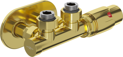 Mexen G00 súprava termostatická rohová s krytom R, Duplex, DN50, zlatá - W907-900-905-50