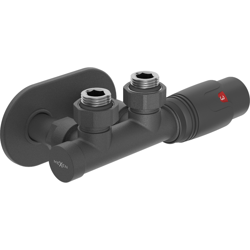 Mexen G00 termostatická zostava s rozetou R, Duplex, DN50, antracit - W907-900-905-66