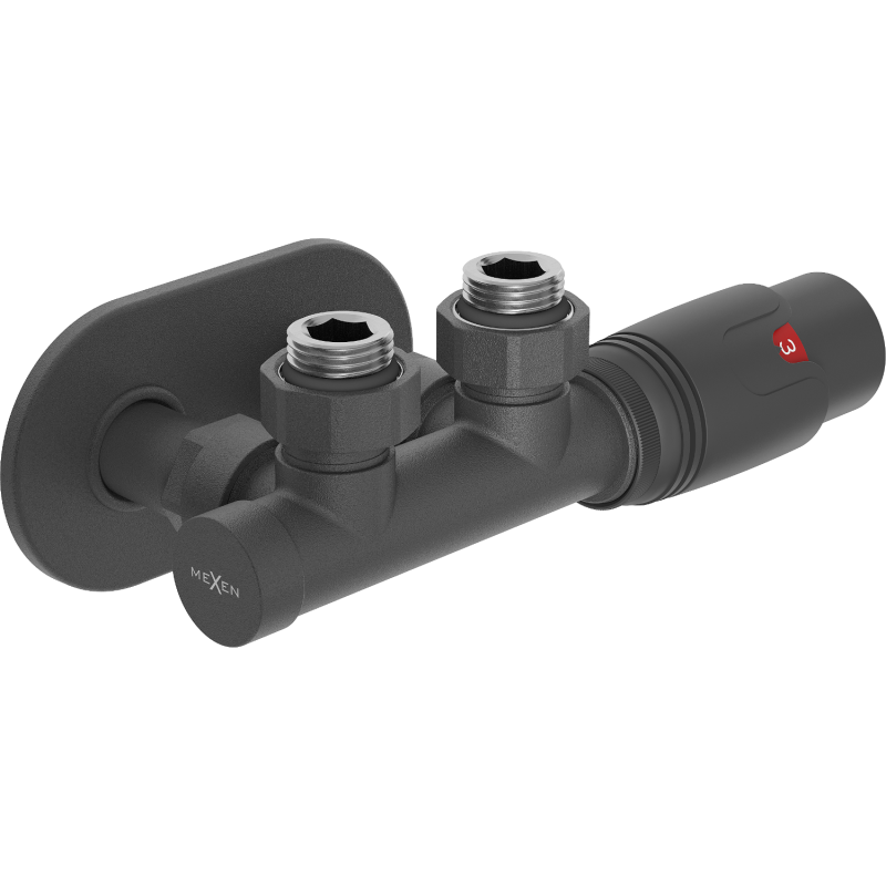 Mexen G00 uhlová termostatická sada s krytkou R, Duplex, DN50, antracit - W907-900-905-66