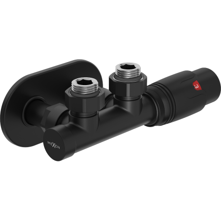 Mexen G00 termostatická sada rohová s maskovacím krytom R, Duplex, DN50, čierna - W907-900-905-70