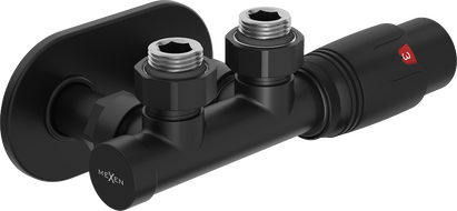 Mexen G00 termostatická sada rohová s maskovacím krytom R, Duplex, DN50, čierna - W907-900-905-70