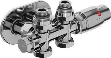 Mexen G00 termostatická sada uhlová/priamy s krytom R, Duplex, DN50, chróm - W908-900-905-01