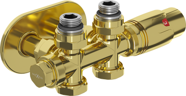 Mexen G00 termostatická súprava uhlová/priamy s krytom R, Duplex, DN50, zlatý - W908-900-905-50