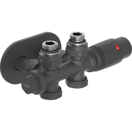 Mexen G00 termostatická súprava uhlová/priamo s krytom R, Duplex, DN50, antracit - W908-900-905-66