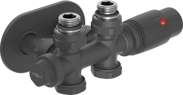 Mexen G00 termostatická sada rohová/priamá s krytom R, Duplex, DN50, antracit - W908-900-905-66